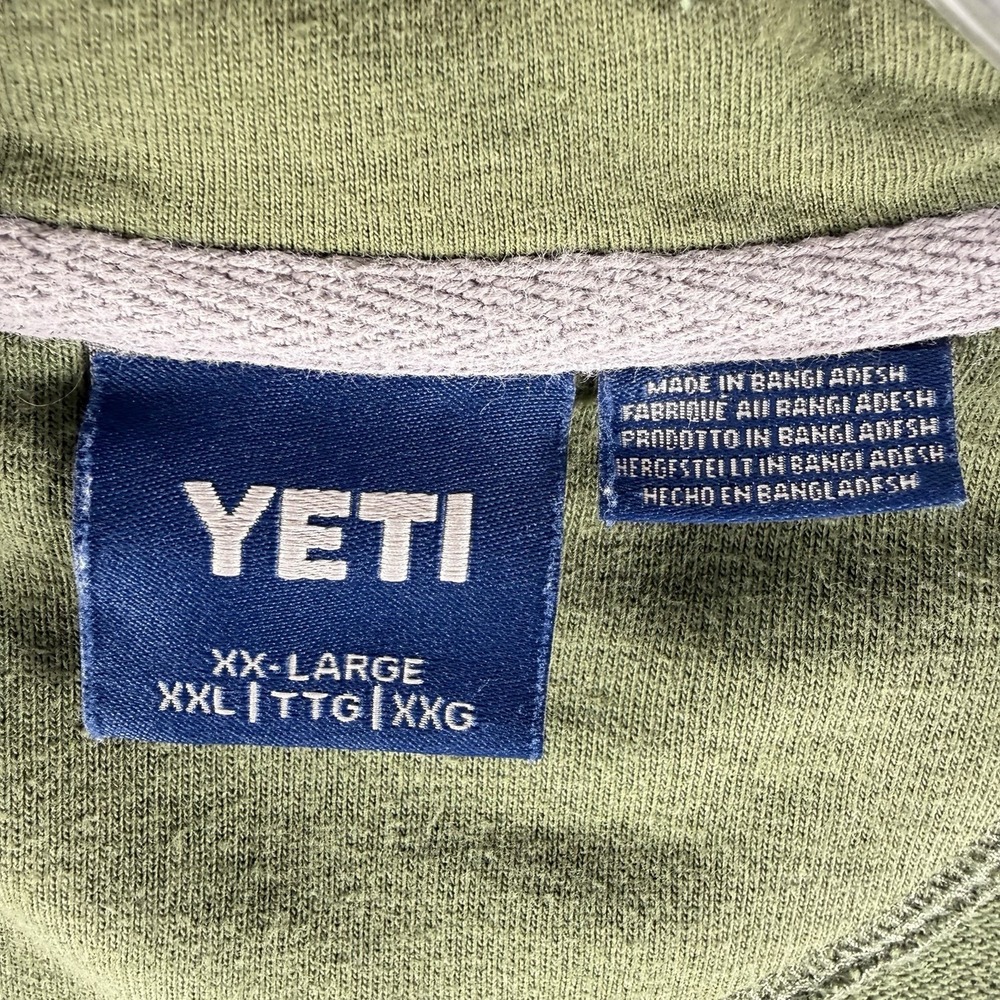 YETI Mens French Terry Hoodie Sz XXL Olive‎ Green Leather Accents Outdoor Nature - Picture 3 of 10